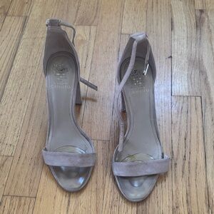 Worn strappy nude heels